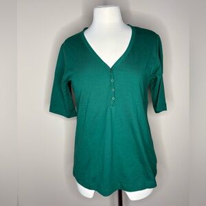 NWT Lands' End Teal V-Neck Quarter Sleeve Top